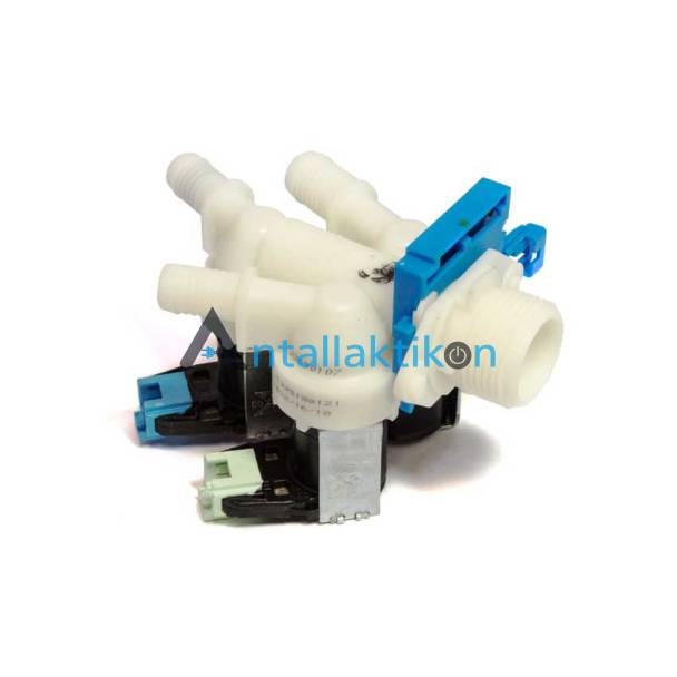 Βαλβίδα εισαγωγής νερού πλυντηρίου ρούχων AEG / ELECTROLUX / ZOPPAS / ZANUSSI ΙΙΙ (τριπλή) ευθεία 180° Φ12mm