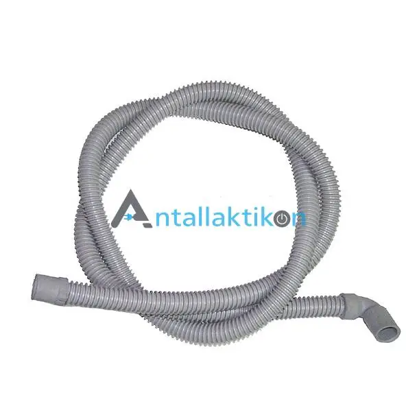 Σωλήνας σπιράλ αποχέτευσης νερού πλυντηρίου ρούχων/πιάτων 2m με γωνία (τρύπες 19mm & 22mm)