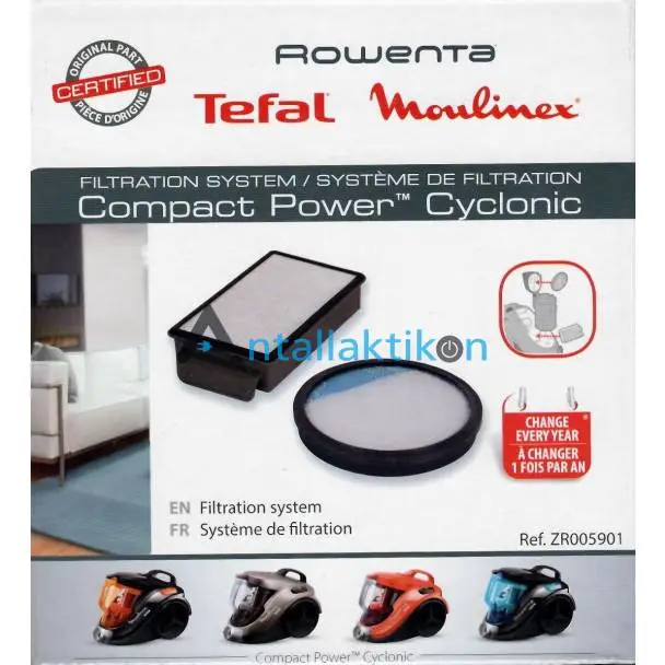 Φίλτρα σκούπας ROWENTA COMPACT POWER CYCLONIC MO3718 (ΣΕΤ 2 ΤΜΧ)  Original ZR005901