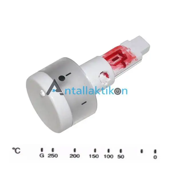 Κουμπί θερμοκρασίας φούρνου κουζίνας PITSOS / SIEMENS / BOSCH πατητό 50°C-250°C λευκό