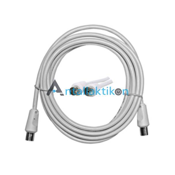 Καλώδιο κεραίας τηλεόρασης 1,5m με αρσενικό & θηλυκό βύσμα λευκό