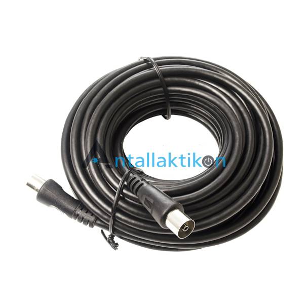 Καλώδιο κεραίας τηλεόρασης 10m με αρσενικό & θηλυκό βύσμα μαύρο