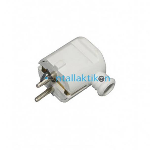 Φις καλωδίου ρεύματος σούκο αρσενικό λευκό γωνιακό