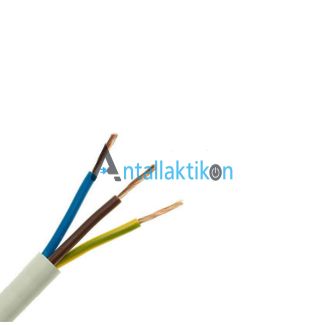 Καλώδιο εύκαμπτο 3 x1,5mm στρογγυλό λευκό ανά μέτρο 