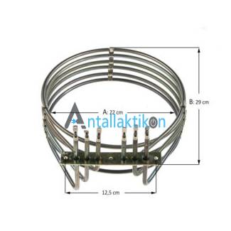 Αντίσταση αερόθερμης επαγγελματική 3x2000W Φ23, κοντό λαιμό, λαμάκι 10x2cm