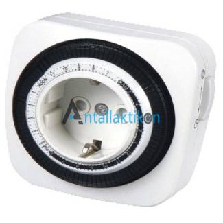 Χρονοδιακόπτης με πρίζα ρυθμιζόμενος 24 ωρών, 48 προγράμματα