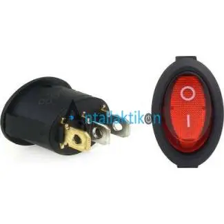 Διακόπτης μονός οβάλ ON-OFF 3 επαφών 10A 250V με φως για ηλεκτρικό μπρίκι, Γενικής Χρήσης