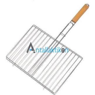 Σχάρα ψηστιέρας χρωμίου με ξύλινη λαβή ROLLER 24.5 x 38cm