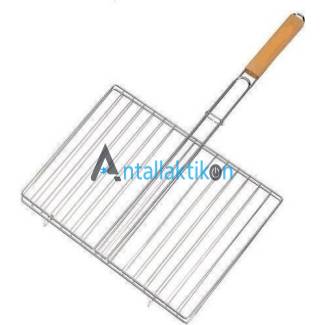 Σχάρα ψηστιέρας χρωμίου με ξύλινη λαβή ROLLER 32.5x24.5cm