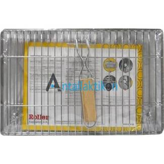 Σχάρα ψηστιέρας INOX με ξύλινη λαβή ROLLER 32.5x24.50cm