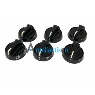 Κουμπιά μαύρα κουζίνας με ένδειξη σούβλας σετ 6 τεμ. γενικής χρήσης