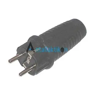 Φις καλωδίου ρεύματος σούκο αρσενικό καουτσούκ μαύρο