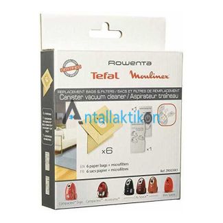 Σακούλες σκούπας ROWENTA COMPACTEO, CITI SPACE, MINI SPACE / TEFAL COMPACTEO / MOULINEX Original ZR003901 χάρτινες