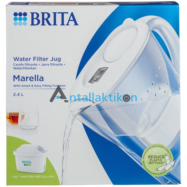 Κανάτα με φίλτρο νερού BRITA MARELLA 2,4 Lt. Λευκή